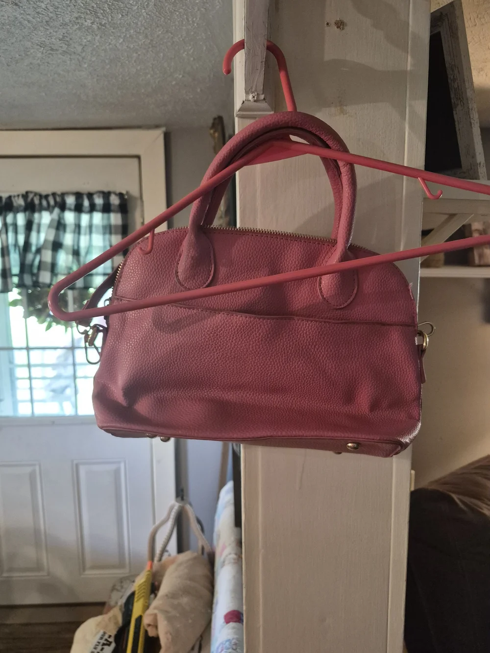 bebe Pink Pebbled Leather Satchel Bag